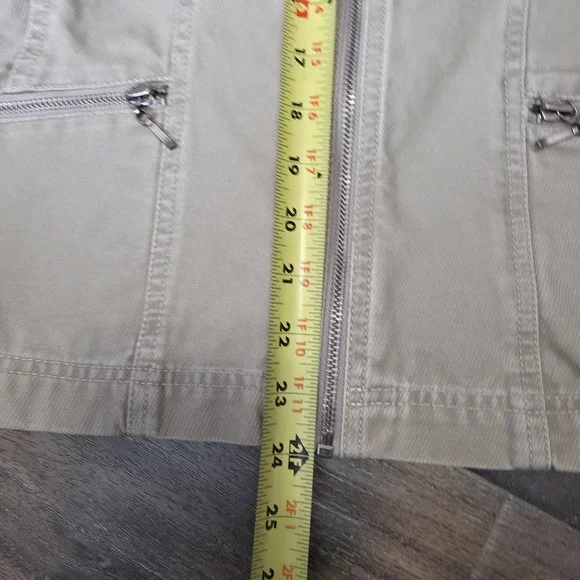 French Cuff Women's Khaki Utility Jacket‎ Medium Cotton Zip Front Pockets - Picture 2 of 8